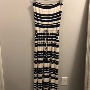 Strapless Stripped Maxi Dress